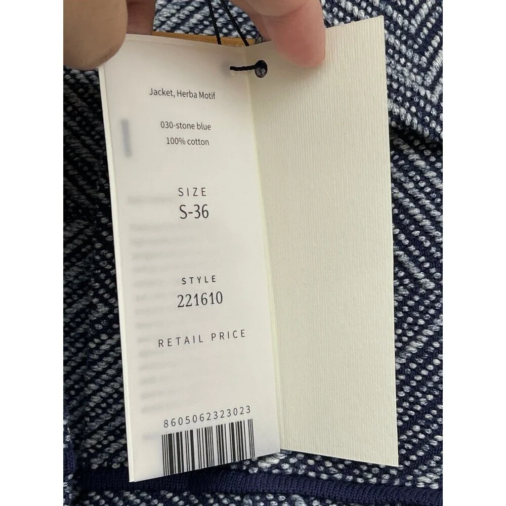 NWT IVKO Stone Blue Cotton Jacket 36 | Boutique Knitwear | READ - Minor Flaw